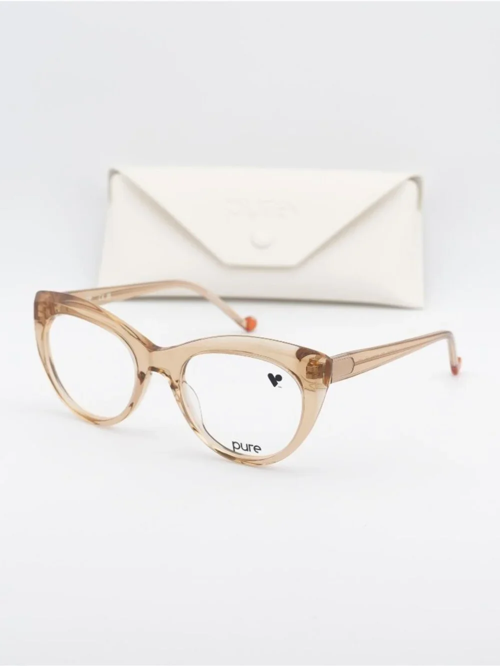 Pure P-7009 N 250 Cat Eye Eyeglasses 52mm – Transparent Camel